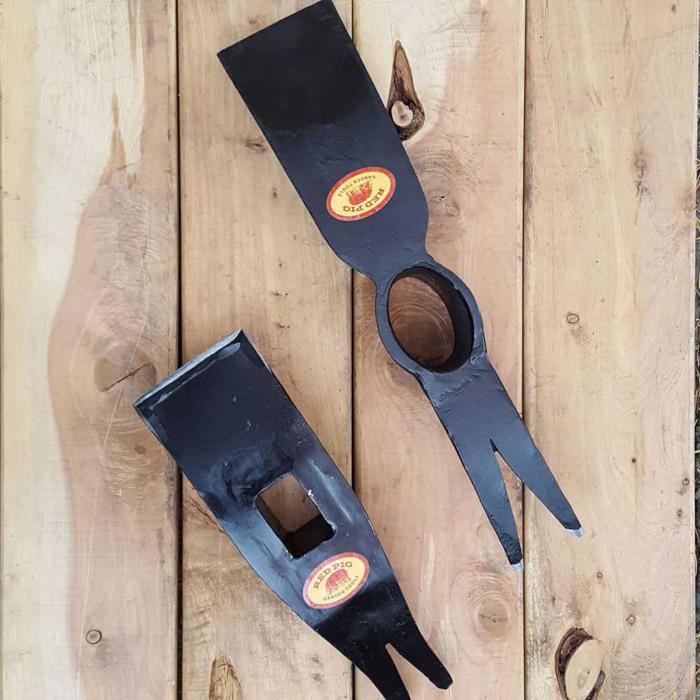 The new blackberry hoe head version, on the right, does not have the straight sides of the old style and is slightly longer.