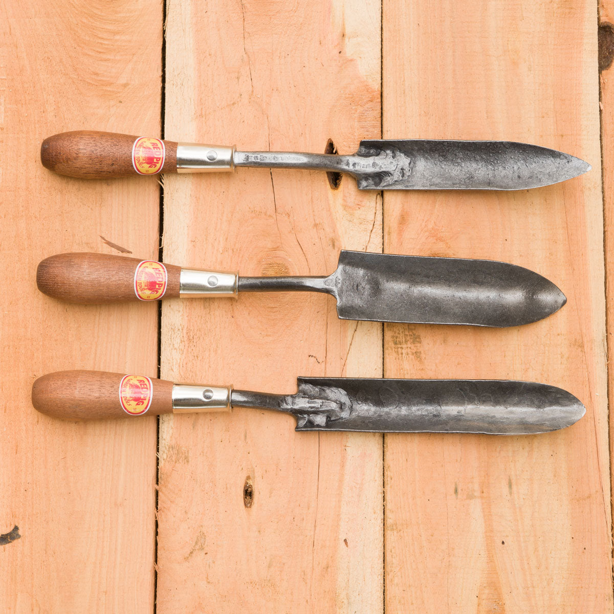 Comparison from top to bottom: Rockery Trowel, Potting Trowel, Dandelion Trowel